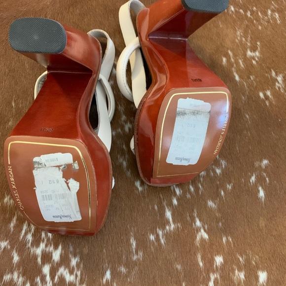 CHARLES JOURDAN Glossy Wood Platforms, Cream - Picture 10 of 13